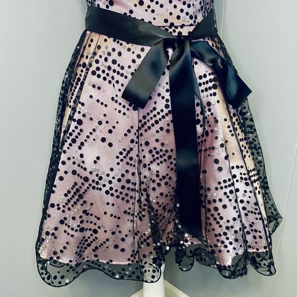 Masquerade Pink & Black Polka Dot Formal Dress - Picture 4 of 12